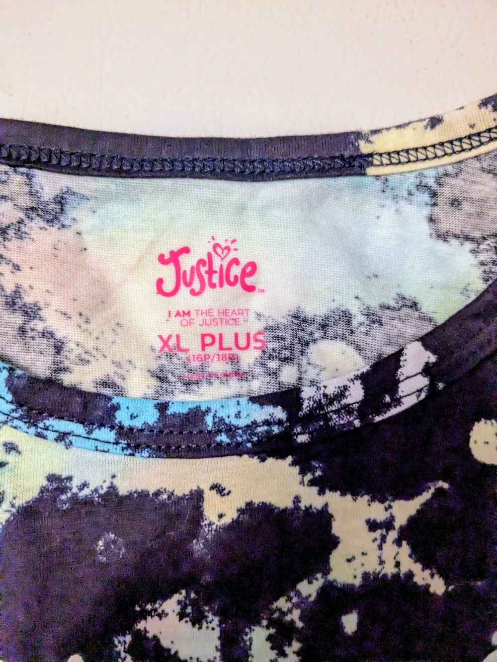 Justice Girls' Black Tie-Dye Logo Tee - XL Plus
